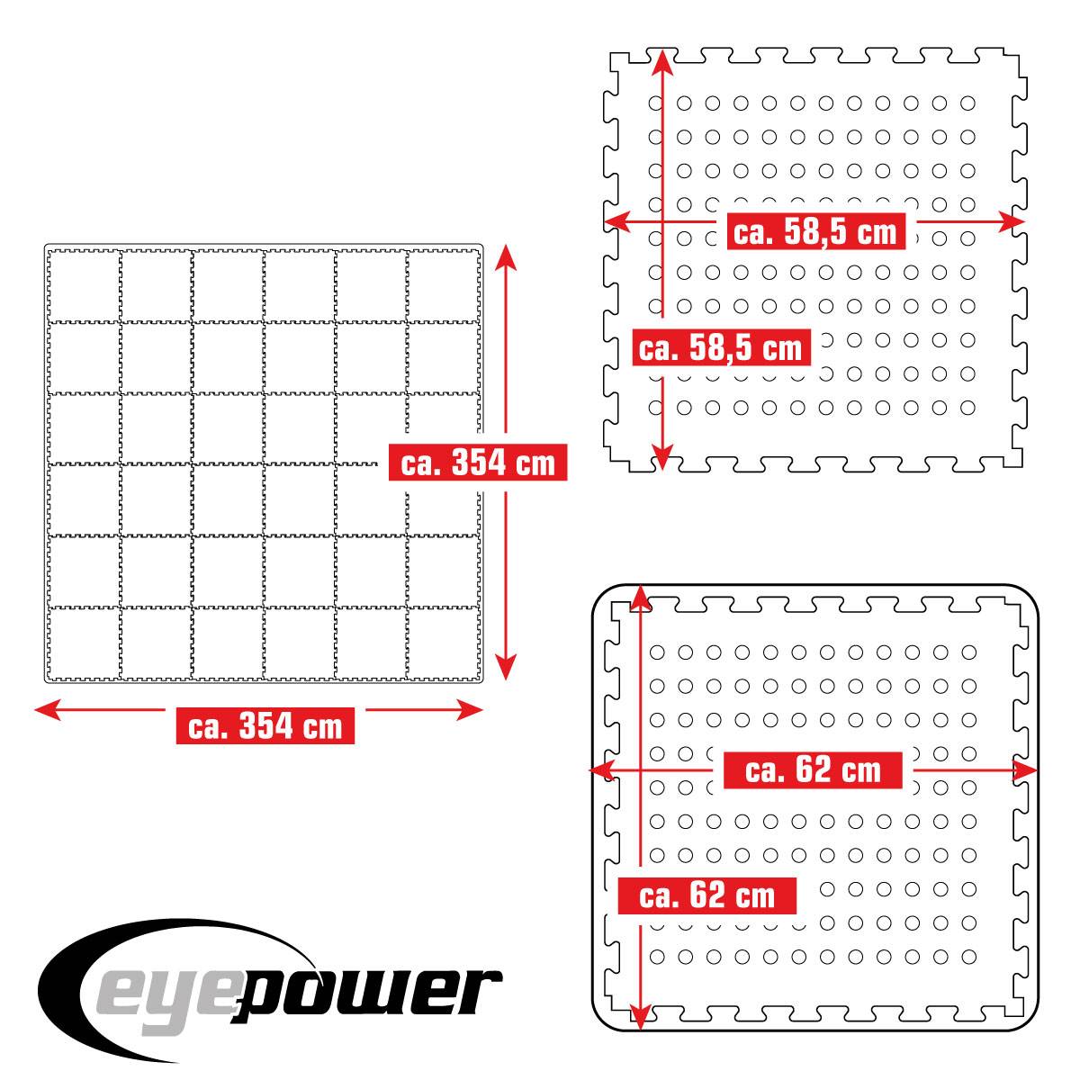 12,5 m² Poolunterlage - 36 EVA Matten 62x62 - Unterlegmatten Set Pool Unterlage