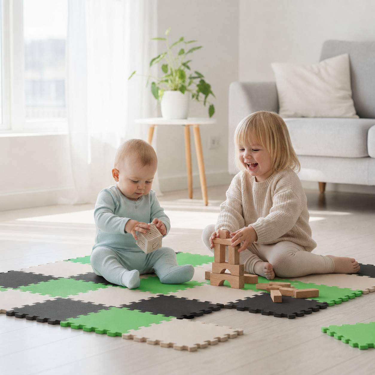 27 Teile Baby Kinder Puzzlematte ab Null - 30x30 Puzzle Spielmatte Krabbelmatte