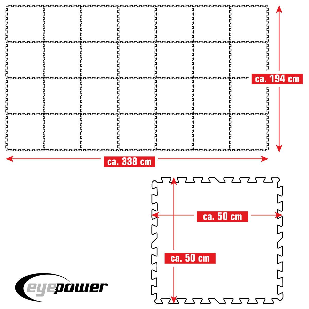 6,6 m² Poolunterlage - 28 EVA Matten 50x50 Pool Unterlage - Unterlegmatten Set