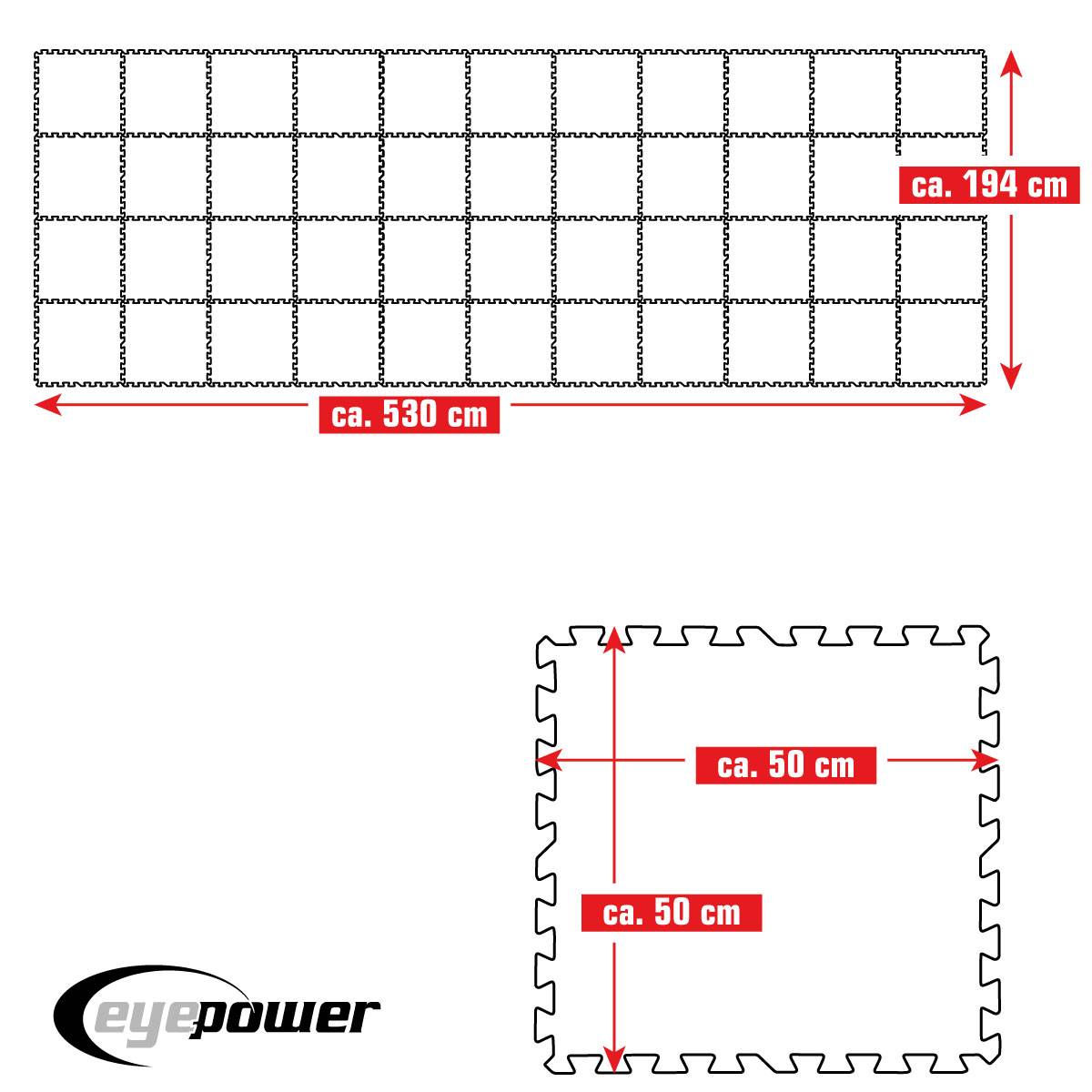 10,3 m² Poolunterlage - 44 EVA Matten 50x50 Pool Unterlage - Unterlegmatten Set