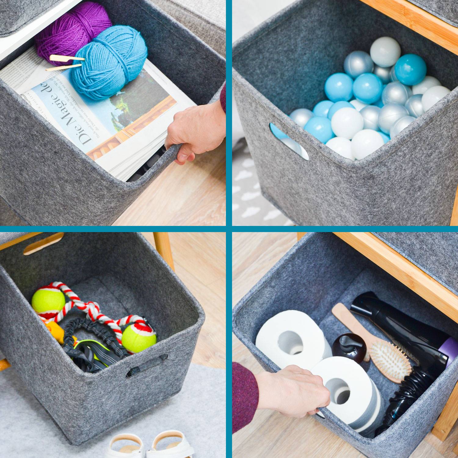 Filz Aufbewahrungsbox - 33x26x23 Filzkorb Aufbewahrung - Organizer Filz Korb