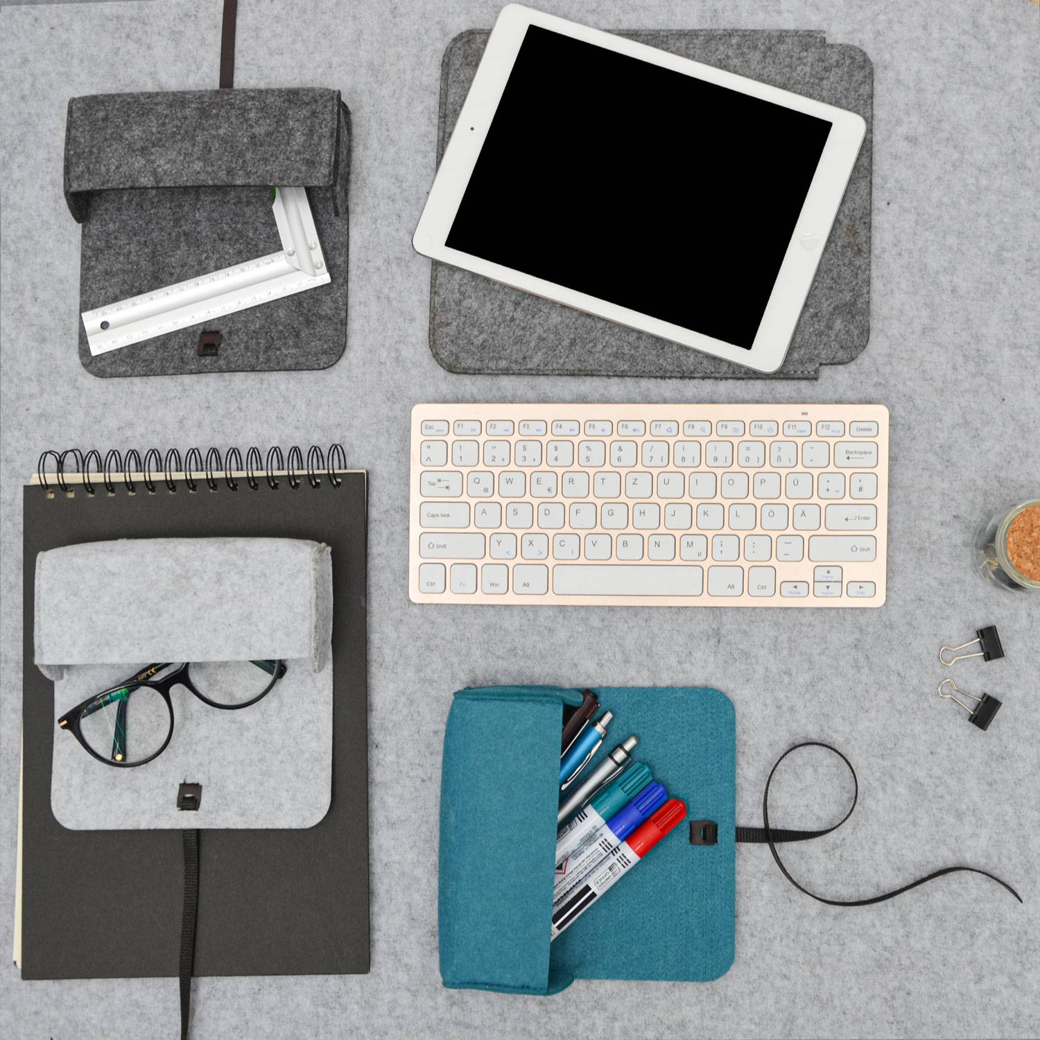 3er Set Brillenetui Filz 17x3,5x8 Sonnenbrillen Etui Groß - Aufbewahrungstasche