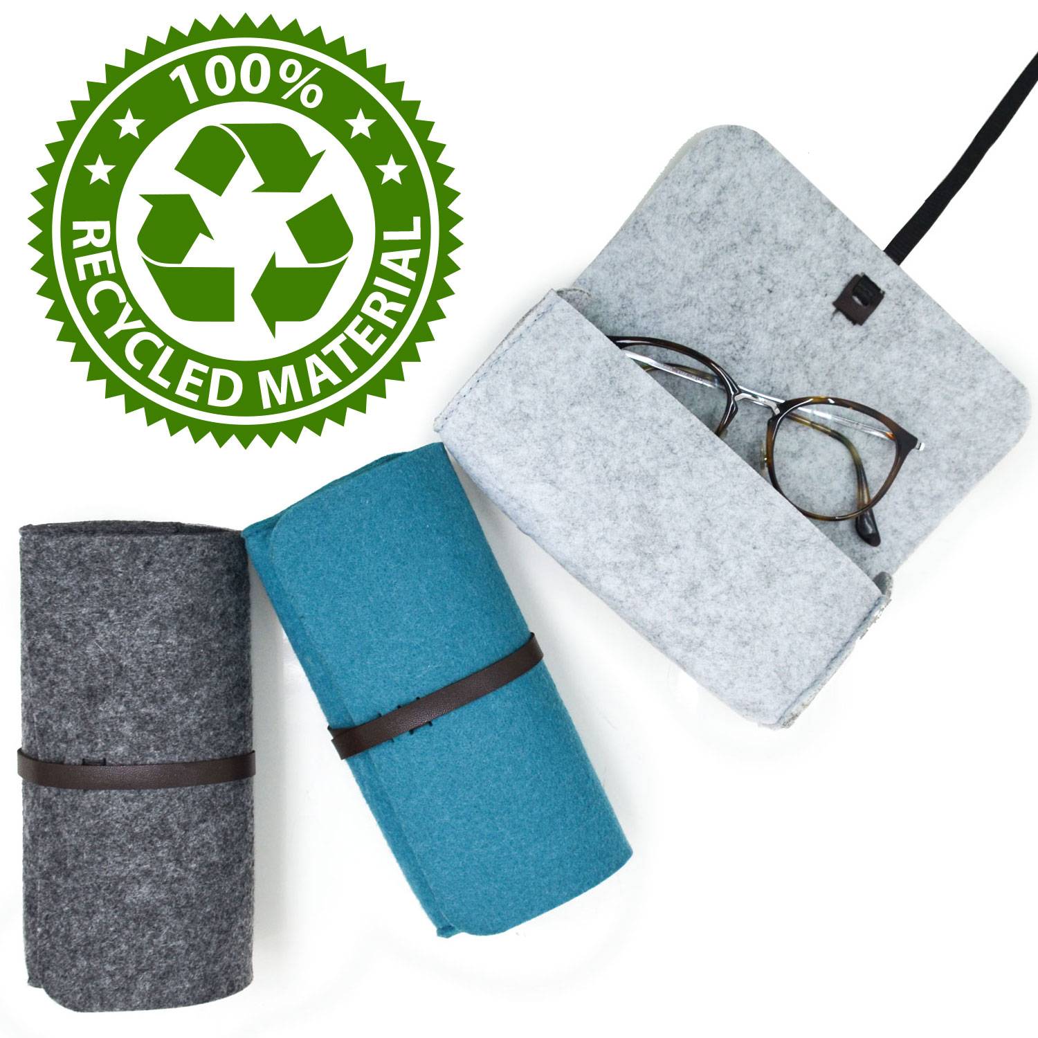 3er Set Brillenetui Filz 17x3,5x8 Sonnenbrillen Etui Groß - Aufbewahrungstasche