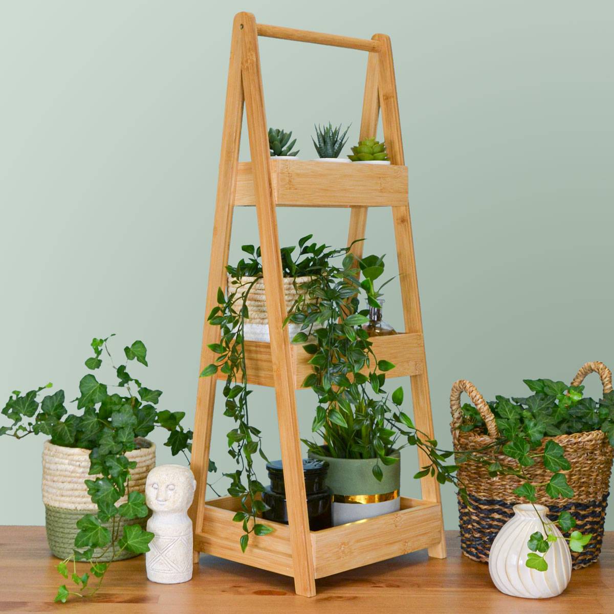 100% Bambus Badregal mit 3 Körben - 30x26x78 Küche Bad WC - Holz Regal für Bad