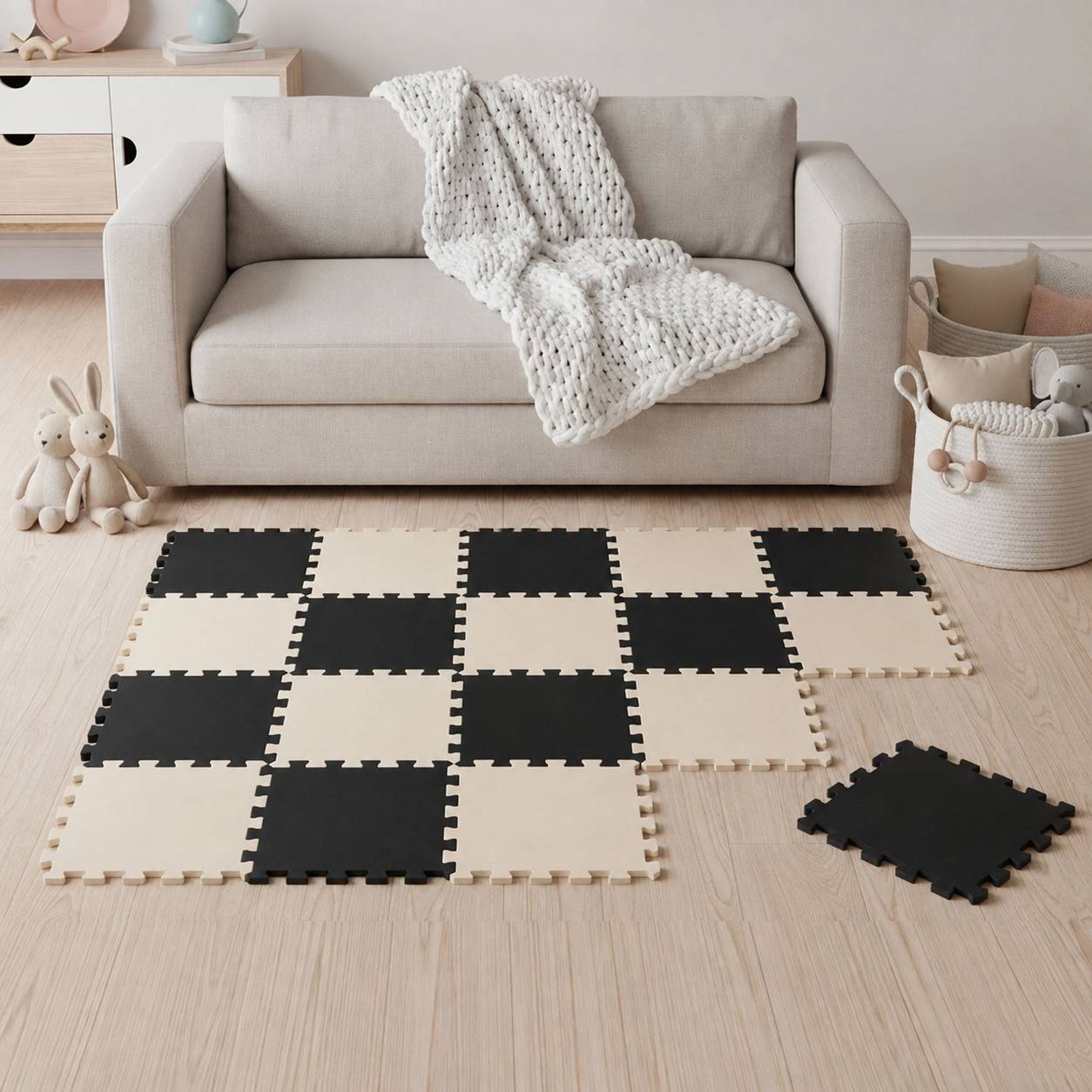 18 Teile Baby Kinder Puzzlematte ab Null - 30x30 Puzzle Spielmatte Krabbelmatte