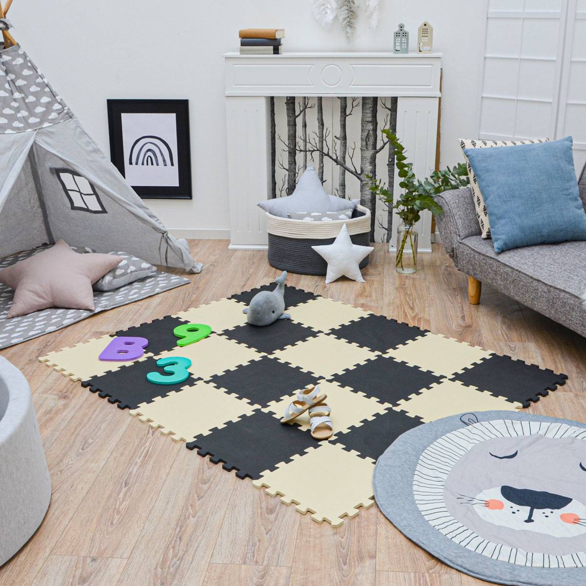 18 Teile Baby Kinder Puzzlematte ab Null - 30x30 Puzzle Spielmatte Krabbelmatte