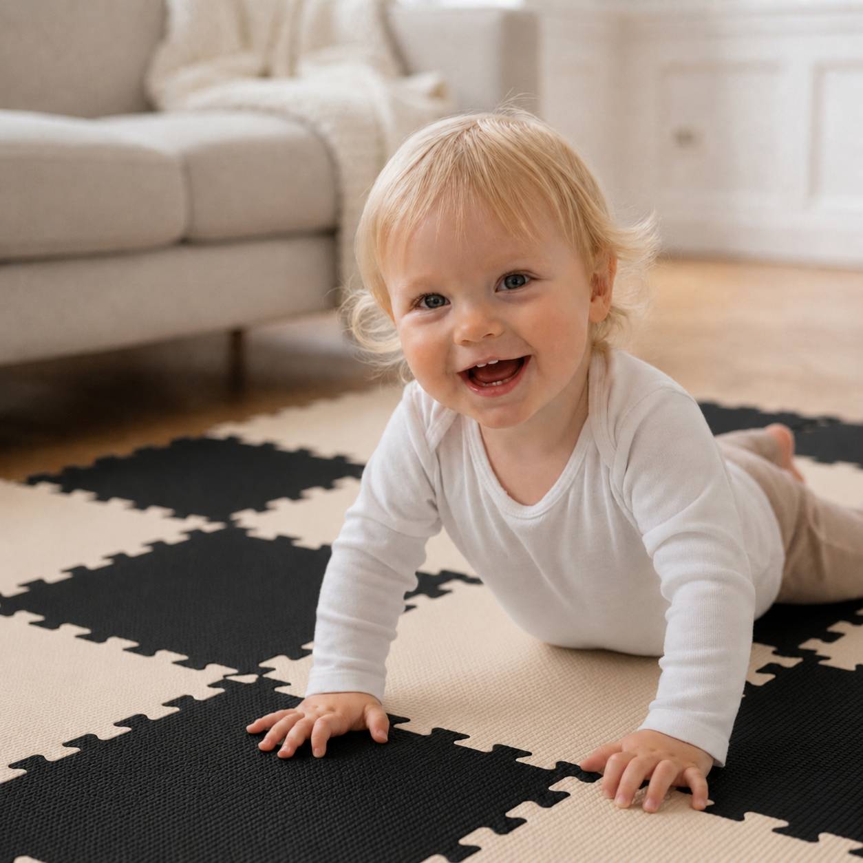 18 Teile Baby Kinder Puzzlematte ab Null - 30x30 Puzzle Spielmatte Krabbelmatte