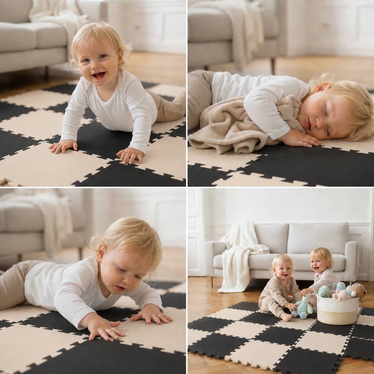 18 Teile Baby Kinder Puzzlematte ab Null - 30x30 Puzzle Spielmatte Krabbelmatte
