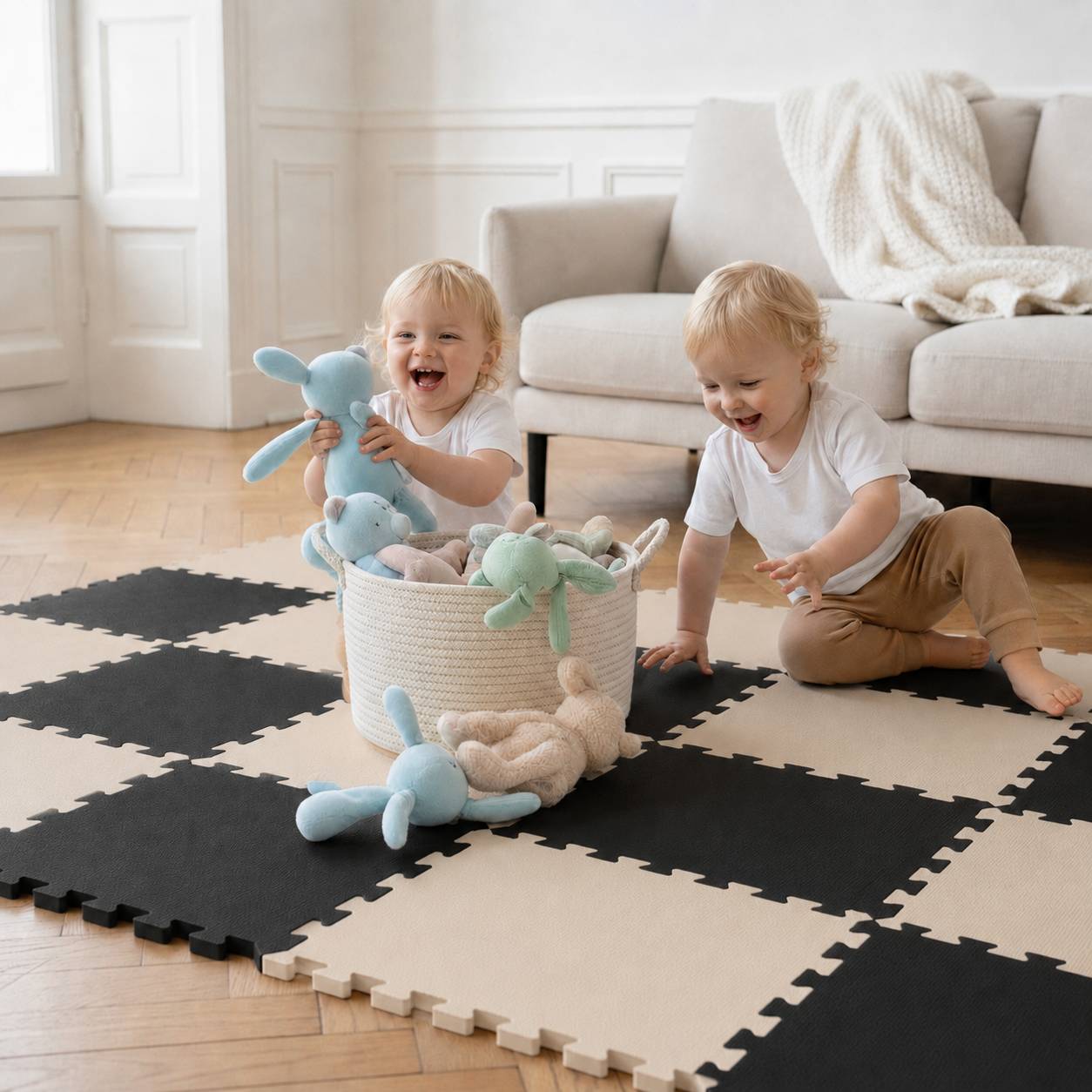 18 Teile Baby Kinder Puzzlematte ab Null - 30x30 Puzzle Spielmatte Krabbelmatte