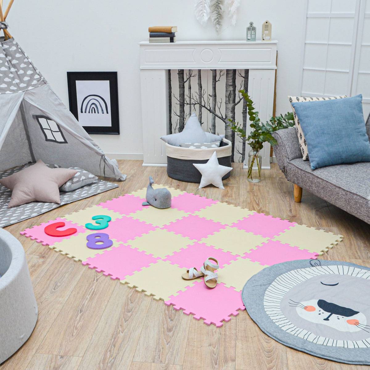 18 Teile Baby Kinder Puzzlematte ab Null - 30x30 Puzzle Spielmatte Krabbelmatte