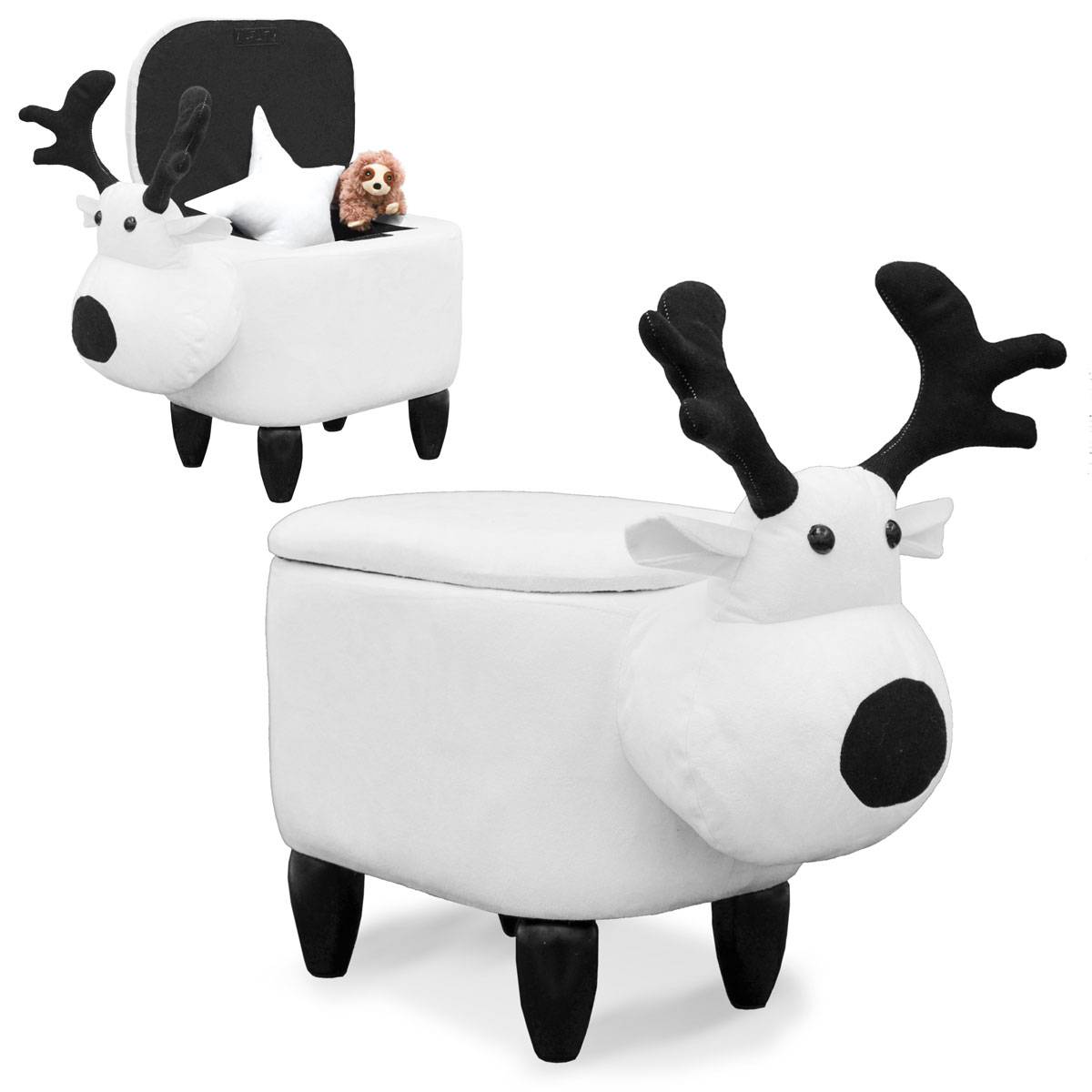 Rentier Spielzeug Hocker mit Stauraum - Sitzhocker für Kinder Kinderzimmer Deko