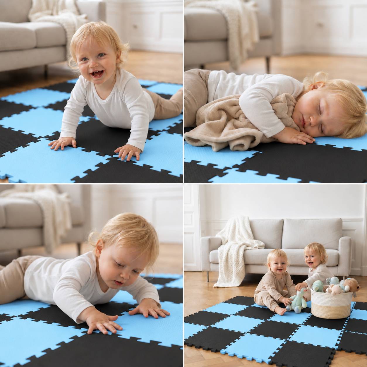 18 Teile Baby Kinder Puzzlematte ab Null - 30x30 Puzzle Spielmatte Krabbelmatte