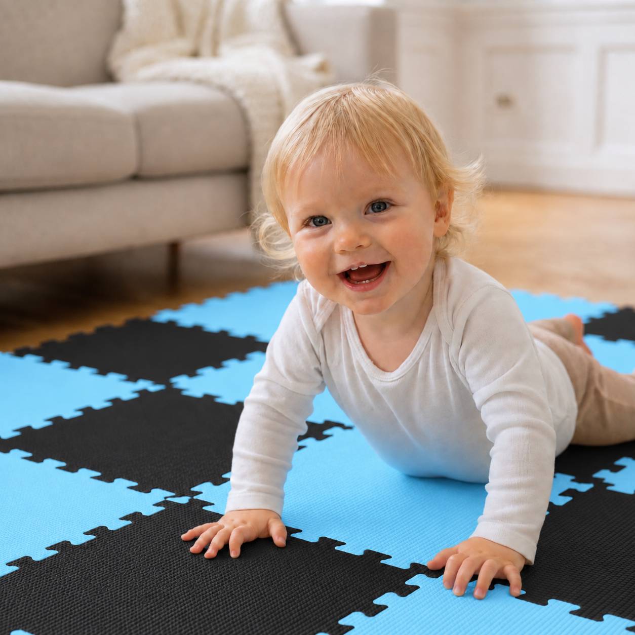 18 Teile Baby Kinder Puzzlematte ab Null - 30x30 Puzzle Spielmatte Krabbelmatte