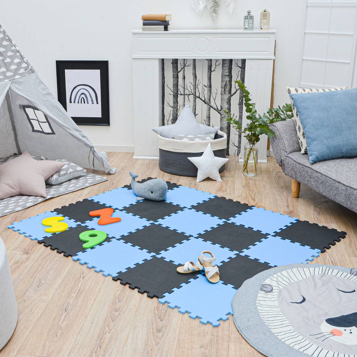 18 Teile Baby Kinder Puzzlematte ab Null - 30x30 Puzzle Spielmatte Krabbelmatte