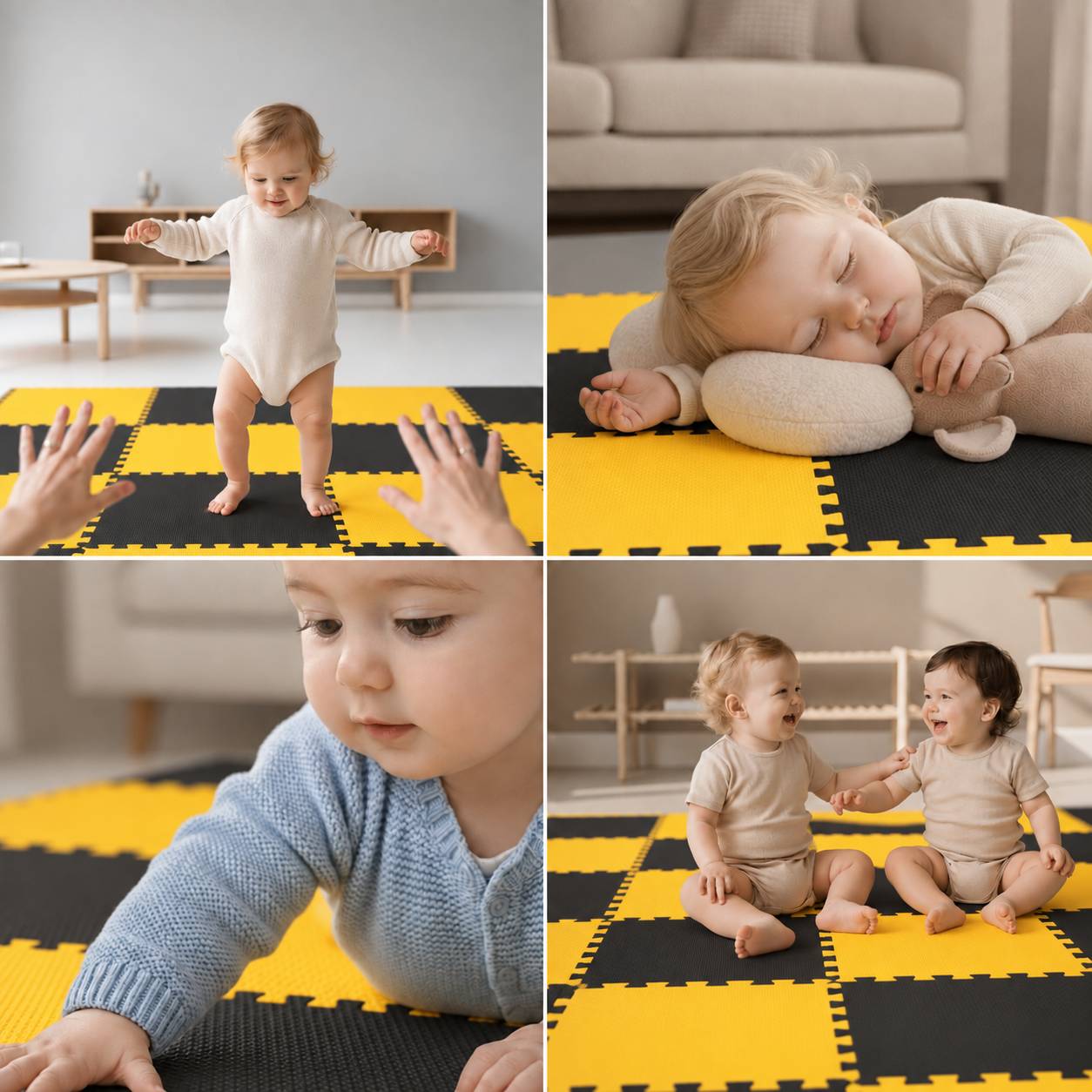 18 Teile Baby Kinder Puzzlematte ab Null - 30x30 Puzzle Spielmatte Krabbelmatte