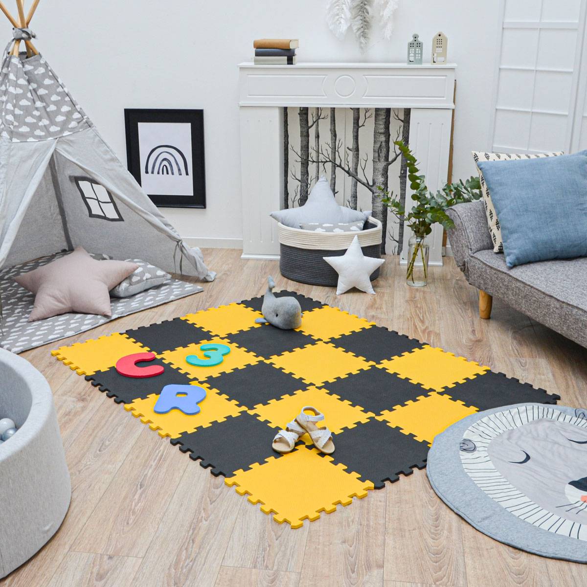 18 Teile Baby Kinder Puzzlematte ab Null - 30x30 Puzzle Spielmatte Krabbelmatte