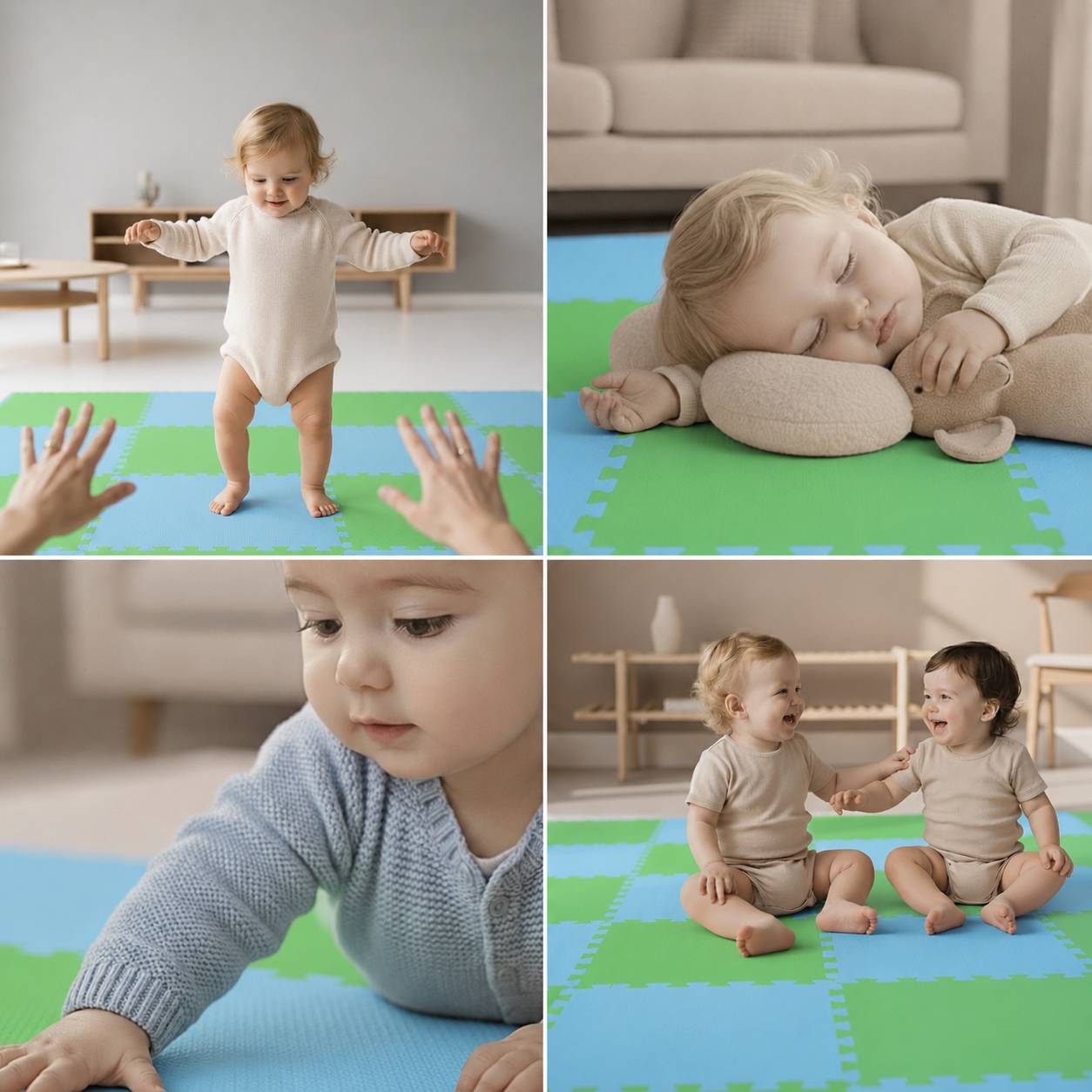 18 Teile Baby Kinder Puzzlematte ab Null - 30x30 Puzzle Spielmatte Krabbelmatte