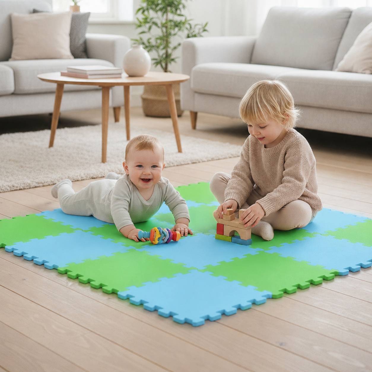 18 Teile Baby Kinder Puzzlematte ab Null - 30x30 Puzzle Spielmatte Krabbelmatte