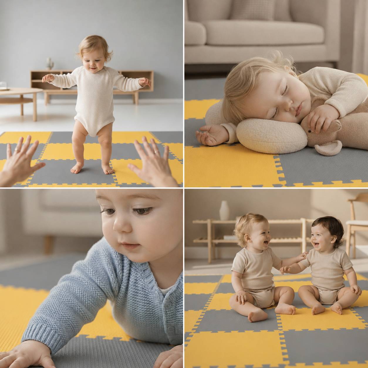 18 Teile Baby Kinder Puzzlematte ab Null - 30x30 Puzzle Spielmatte Krabbelmatte