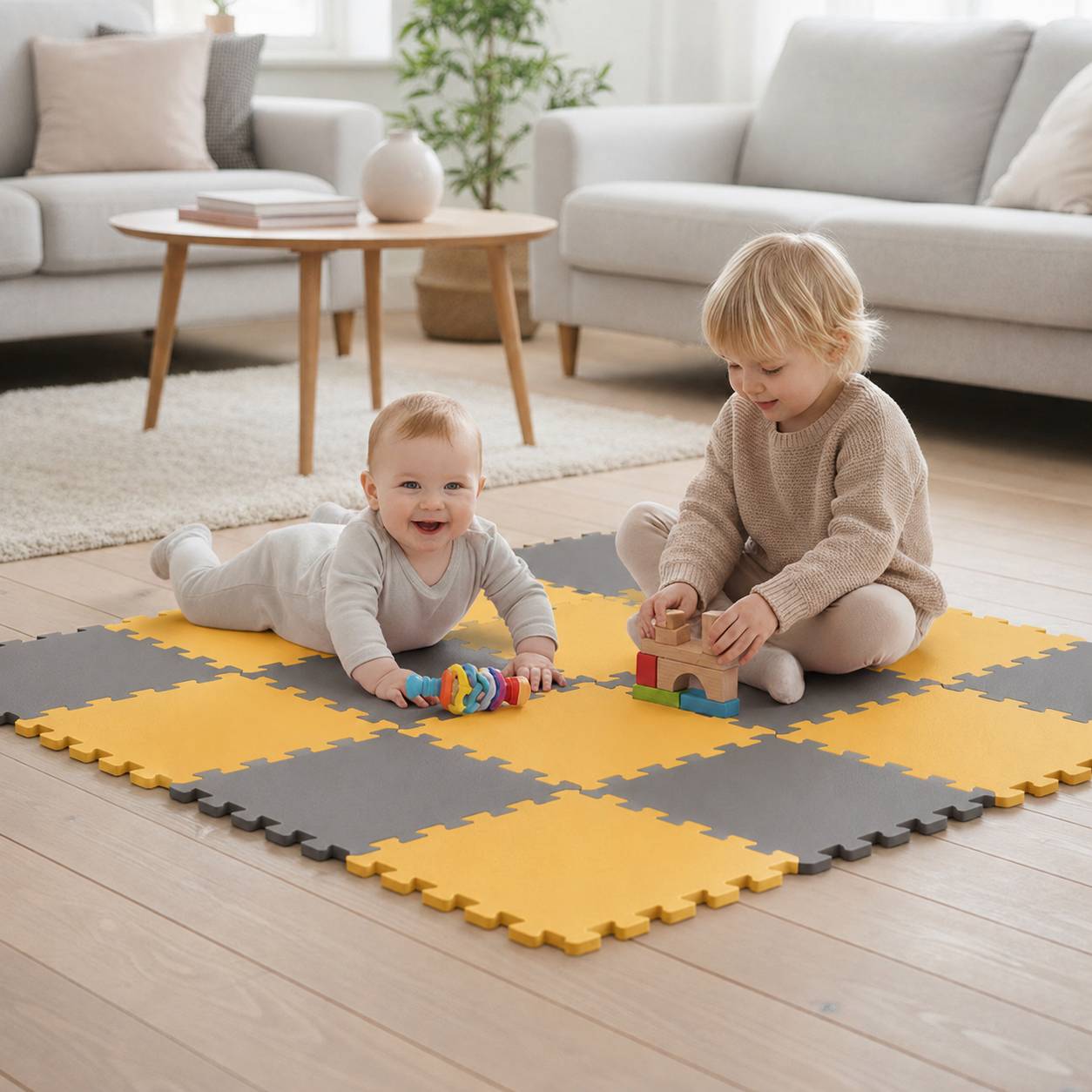 18 Teile Baby Kinder Puzzlematte ab Null - 30x30 Puzzle Spielmatte Krabbelmatte