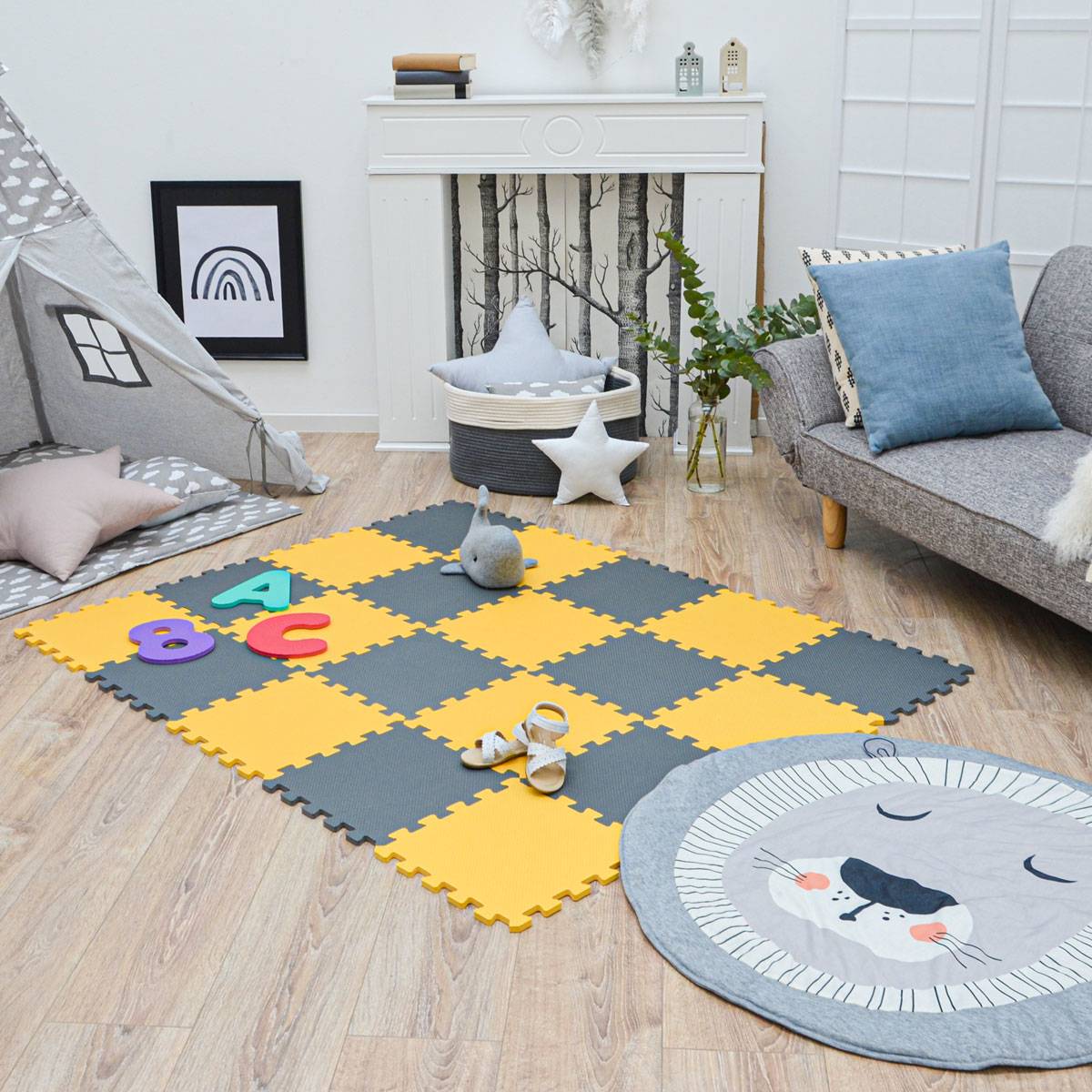 18 Teile Baby Kinder Puzzlematte ab Null - 30x30 Puzzle Spielmatte Krabbelmatte