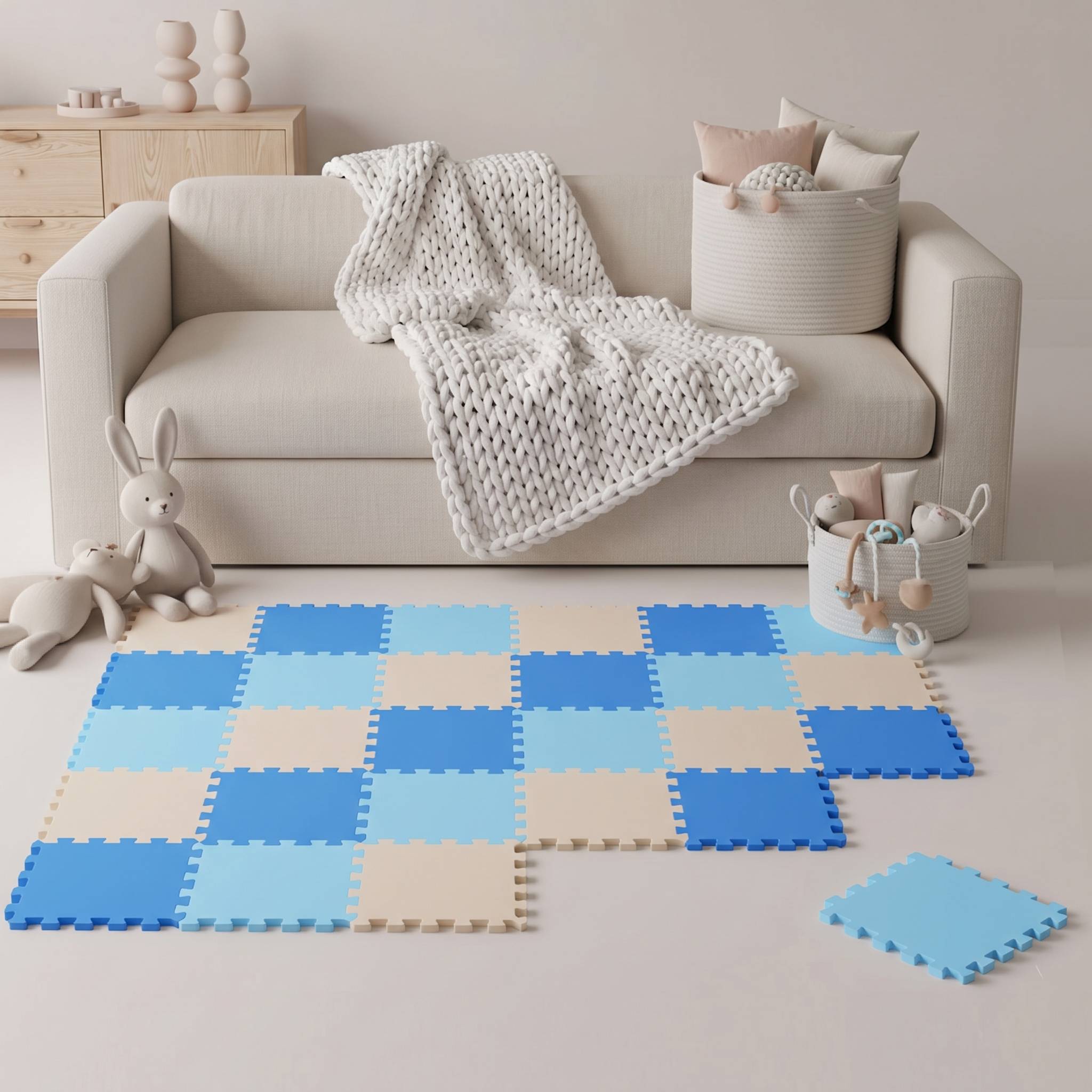27 Teile Baby Kinder Puzzlematte ab Null - 30x30 Puzzle Spielmatte Krabbelmatte