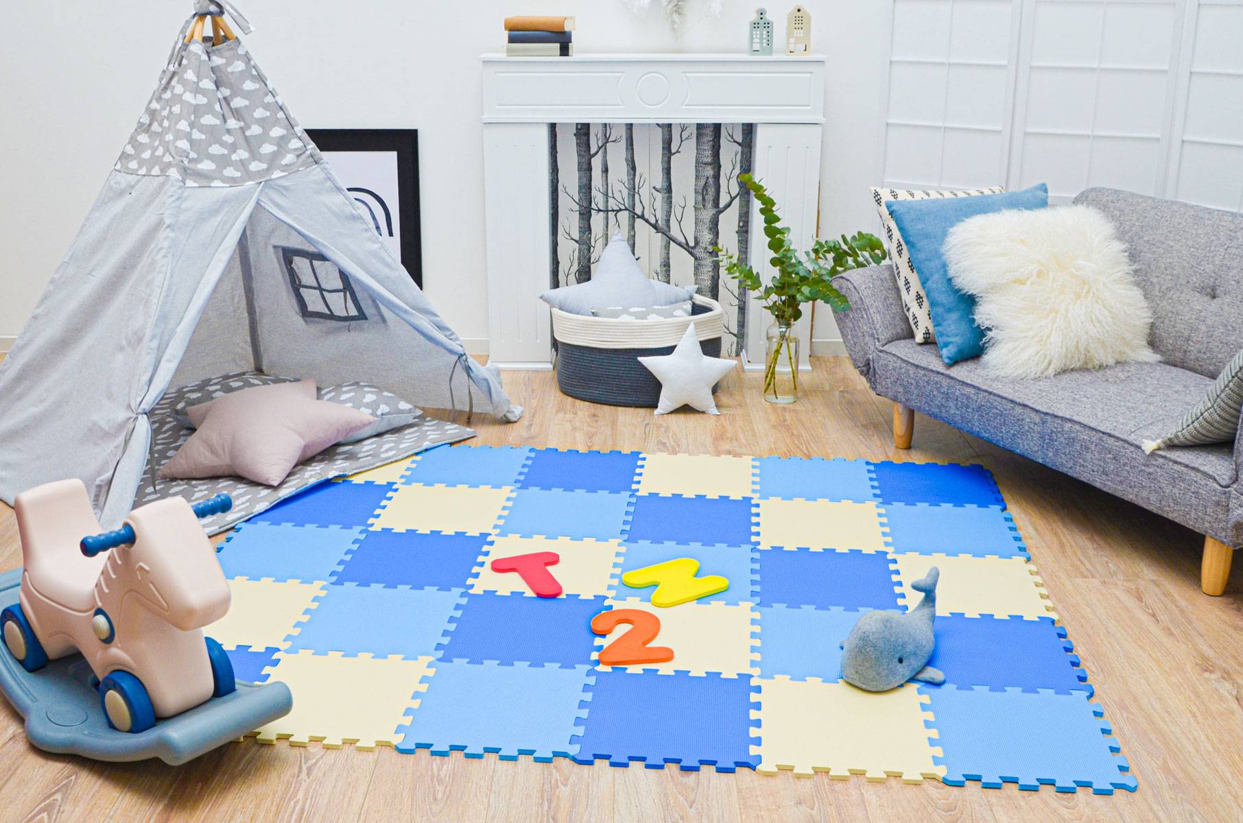 27 Teile Baby Kinder Puzzlematte ab Null - 30x30 Puzzle Spielmatte Krabbelmatte