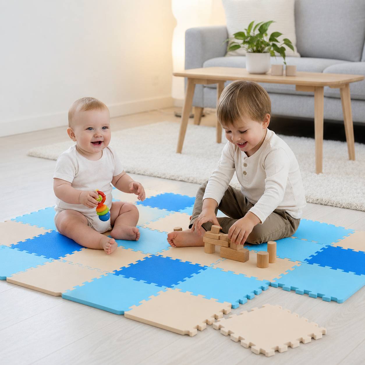 27 Teile Baby Kinder Puzzlematte ab Null - 30x30 Puzzle Spielmatte Krabbelmatte