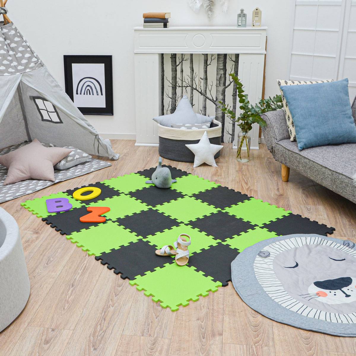 18 Teile Baby Kinder Puzzlematte ab Null - 30x30 Puzzle Spielmatte Krabbelmatte