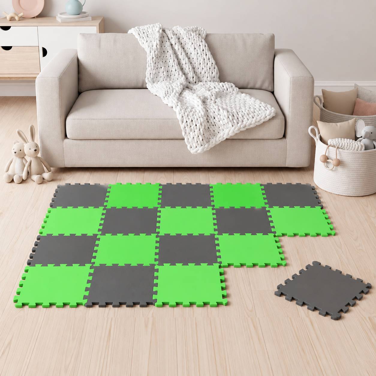 18 Teile Baby Kinder Puzzlematte ab Null - 30x30 Puzzle Spielmatte Krabbelmatte