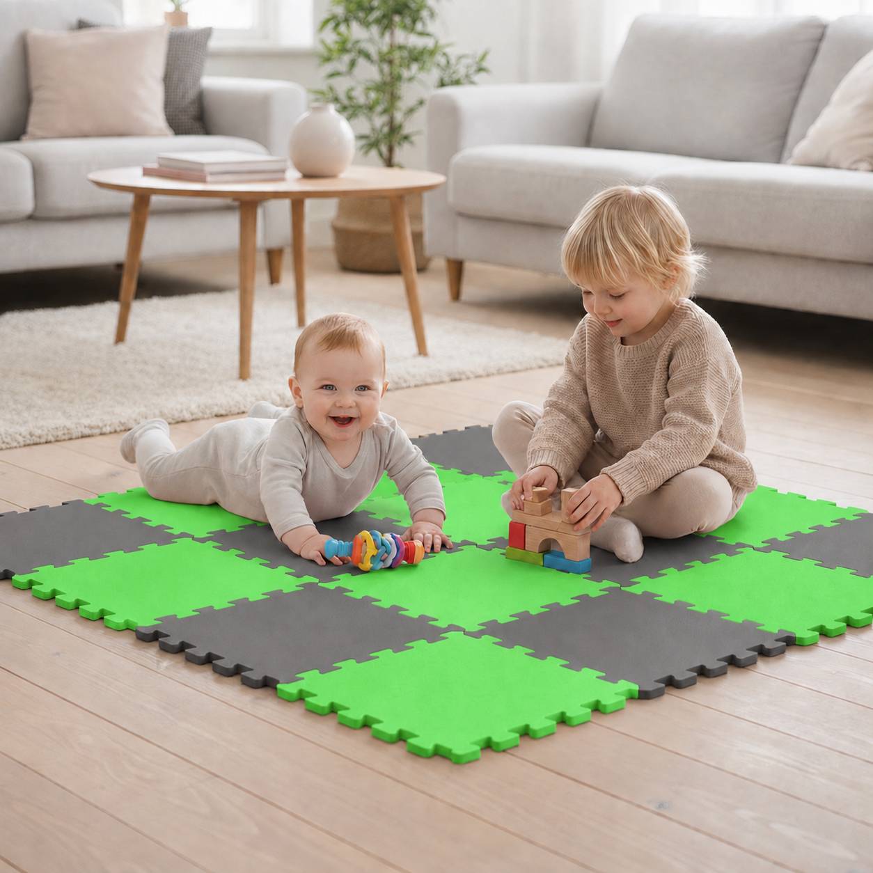 18 Teile Baby Kinder Puzzlematte ab Null - 30x30 Puzzle Spielmatte Krabbelmatte
