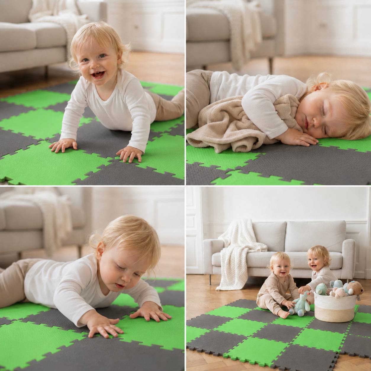 18 Teile Baby Kinder Puzzlematte ab Null - 30x30 Puzzle Spielmatte Krabbelmatte