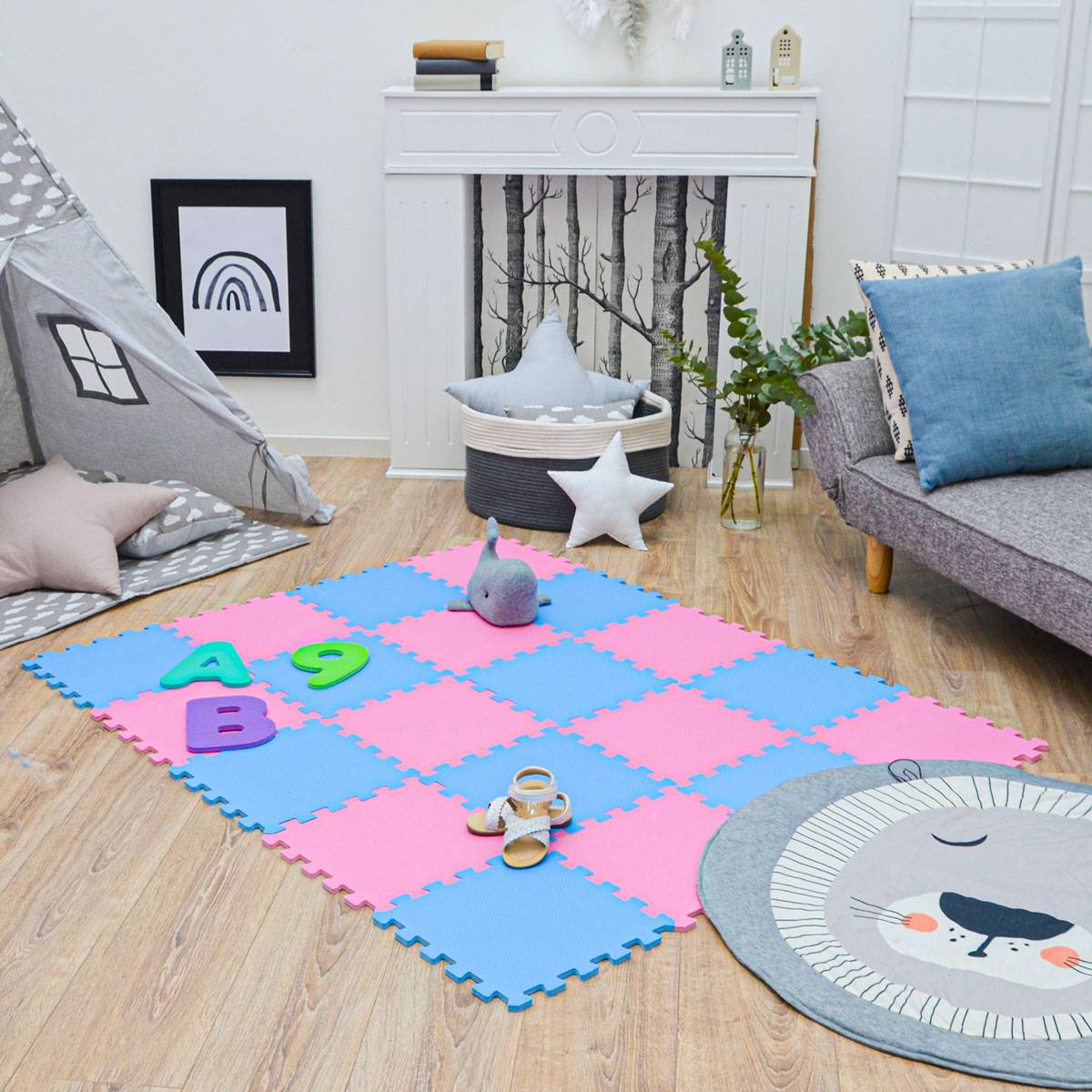 18 Teile Baby Kinder Puzzlematte ab Null - 30x30 Puzzle Spielmatte Krabbelmatte