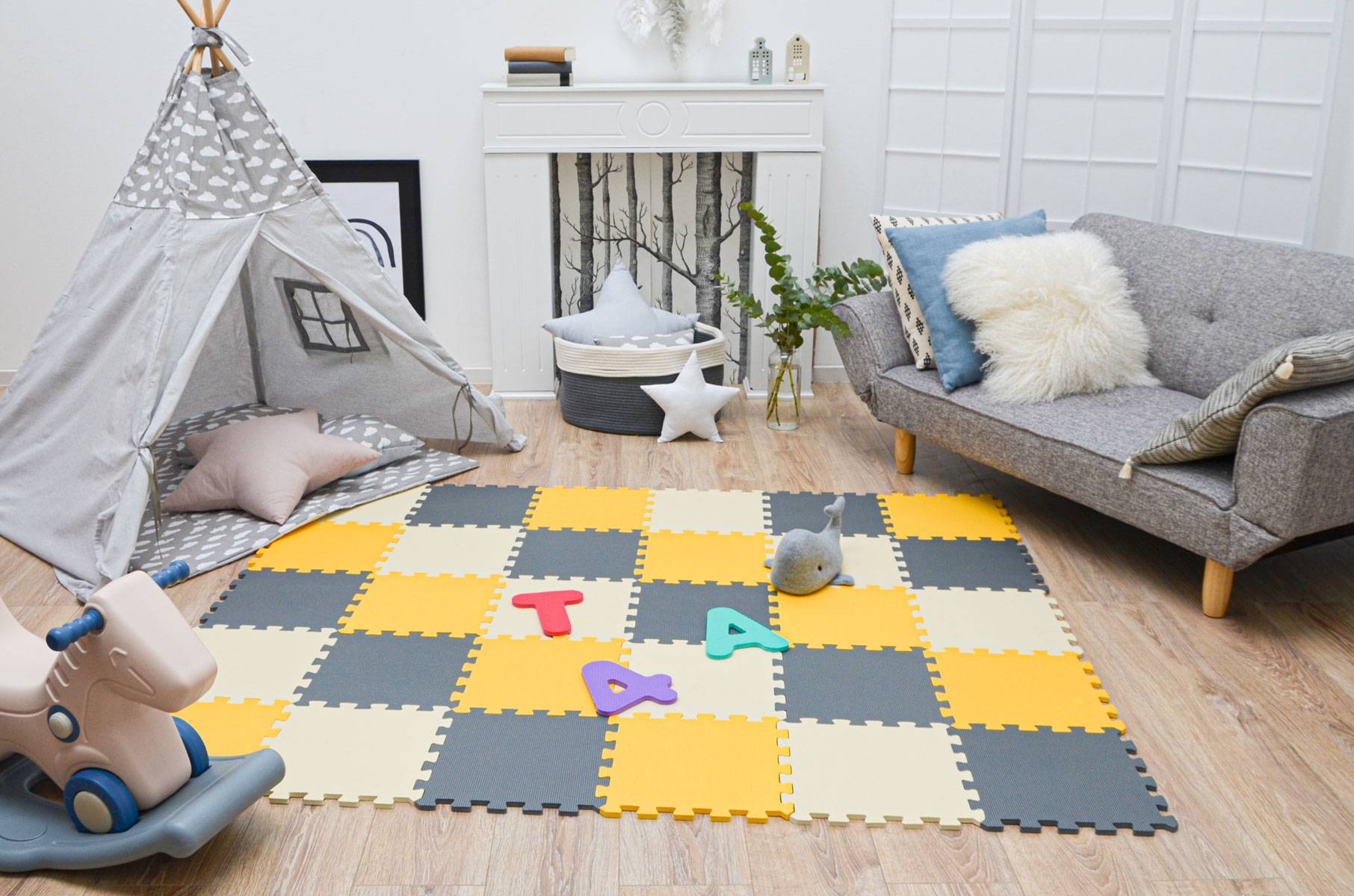 27 Teile Baby Kinder Puzzlematte ab Null - 30x30 Puzzle Spielmatte Krabbelmatte