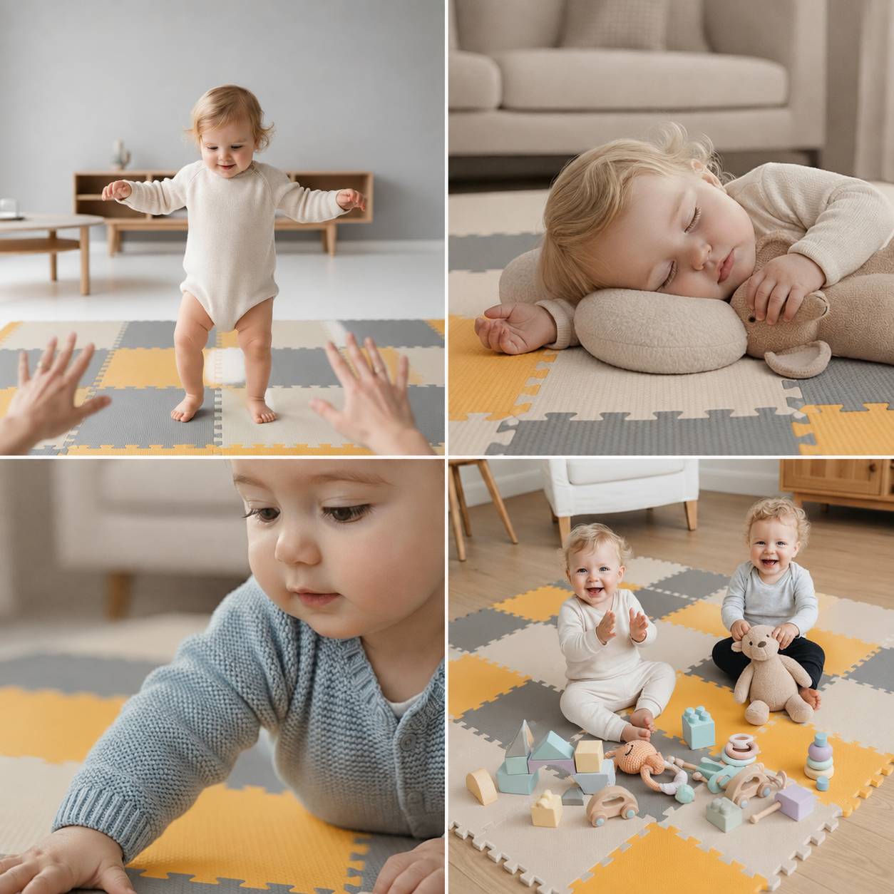 27 Teile Baby Kinder Puzzlematte ab Null - 30x30 Puzzle Spielmatte Krabbelmatte