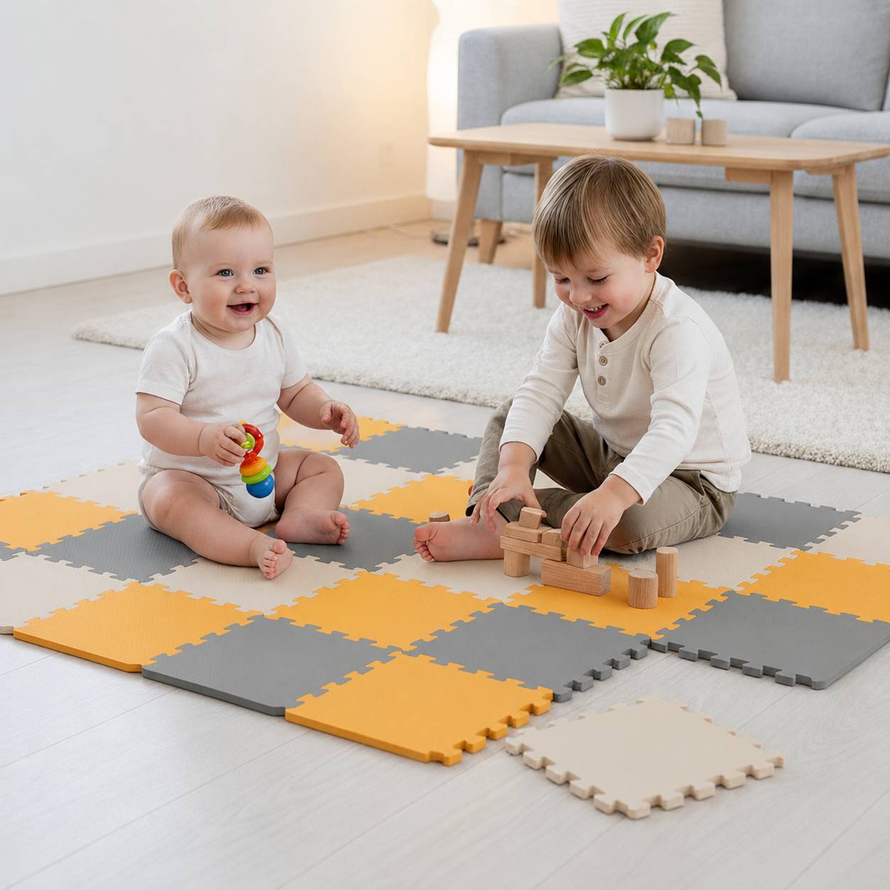 27 Teile Baby Kinder Puzzlematte ab Null - 30x30 Puzzle Spielmatte Krabbelmatte