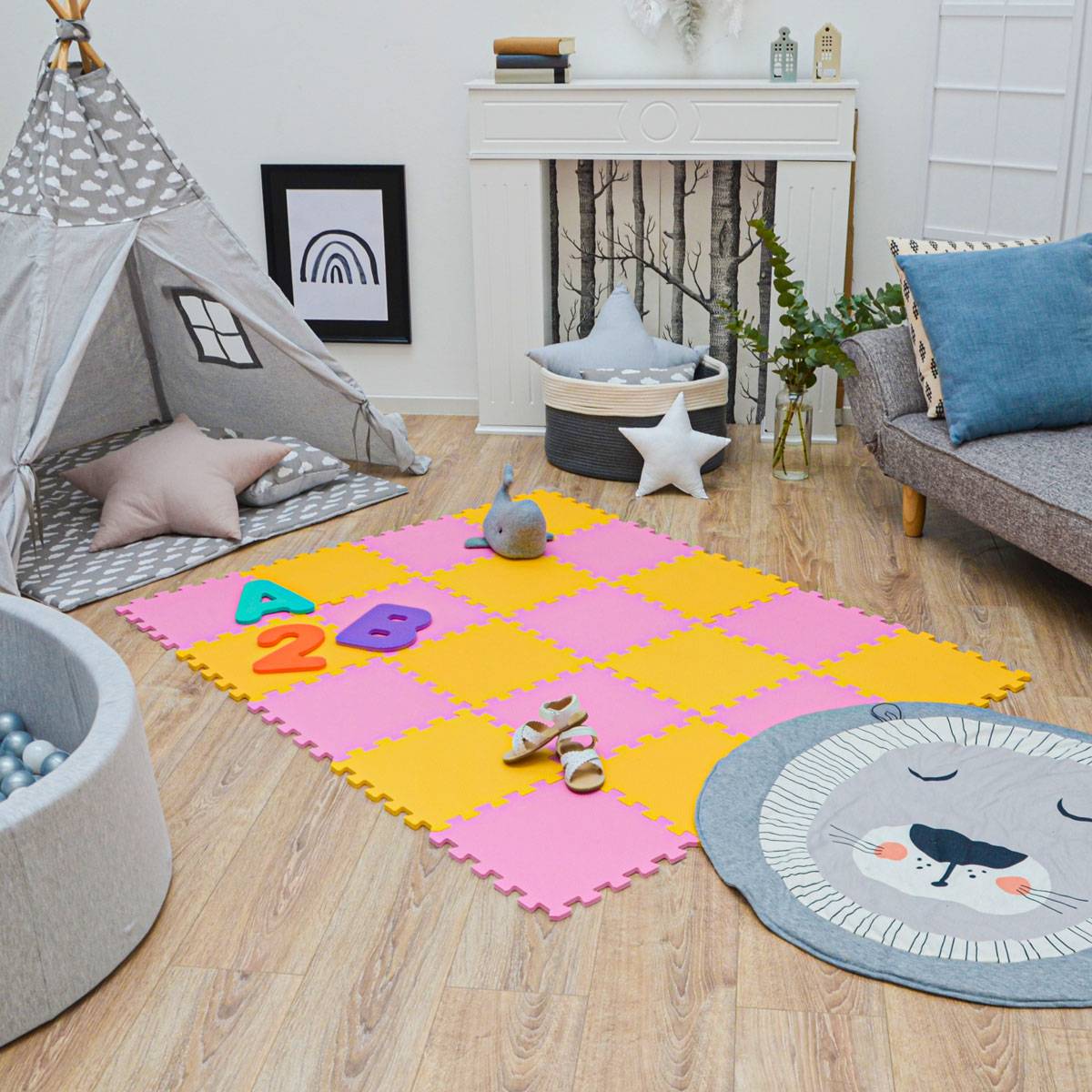18 Teile Baby Kinder Puzzlematte ab Null - 30x30 Puzzle Spielmatte Krabbelmatte