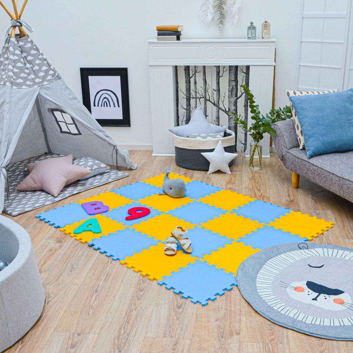 18 Teile Baby Kinder Puzzlematte ab Null - 30x30 Puzzle Spielmatte Krabbelmatte