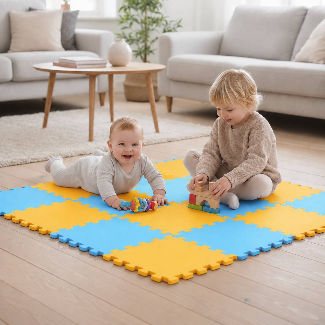 18 Teile Baby Kinder Puzzlematte ab Null - 30x30 Puzzle Spielmatte Krabbelmatte