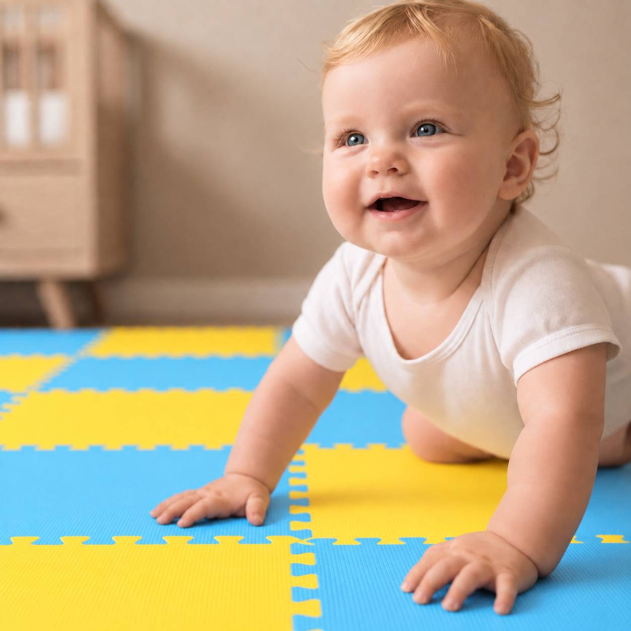 18 Teile Baby Kinder Puzzlematte ab Null - 30x30 Puzzle Spielmatte Krabbelmatte