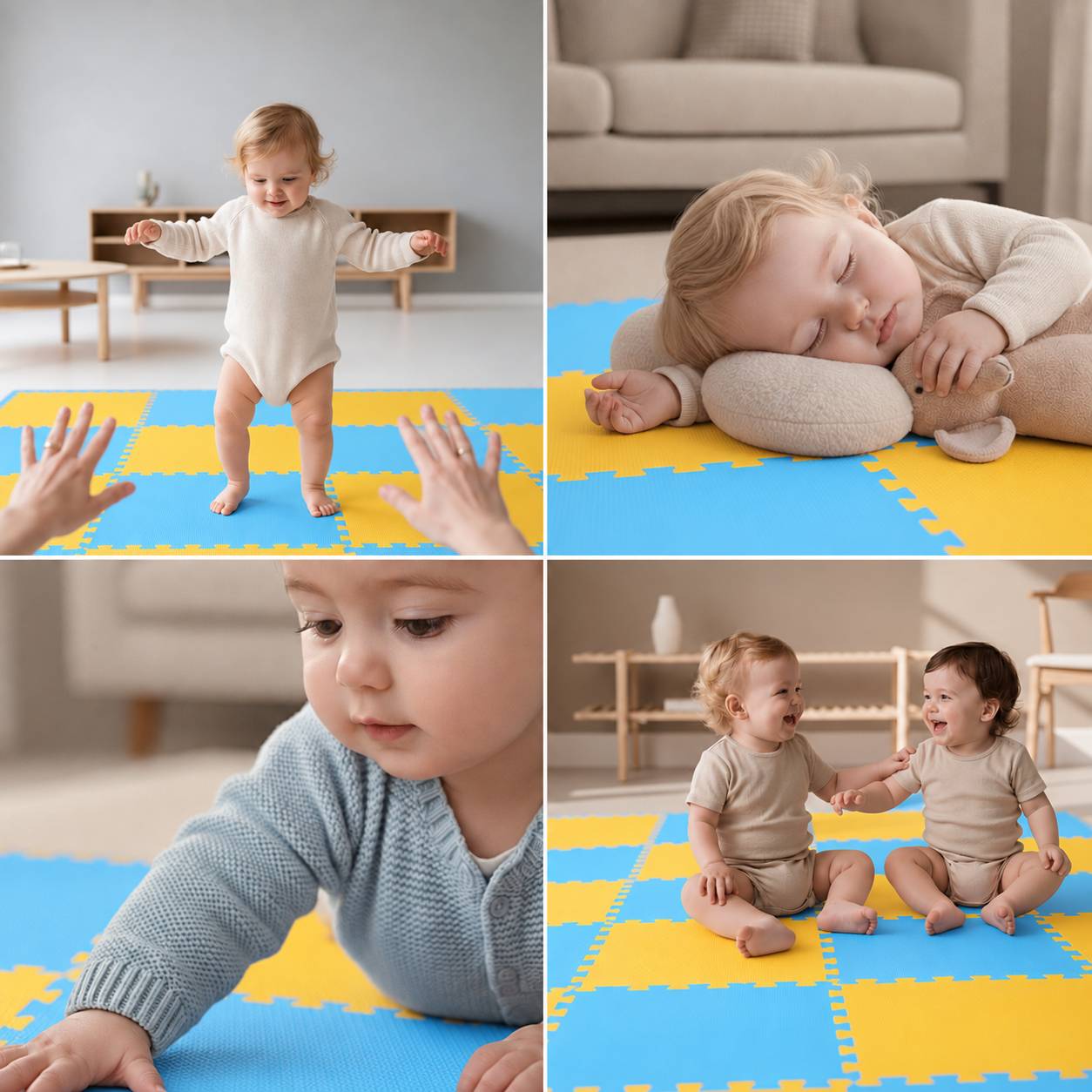 18 Teile Baby Kinder Puzzlematte ab Null - 30x30 Puzzle Spielmatte Krabbelmatte