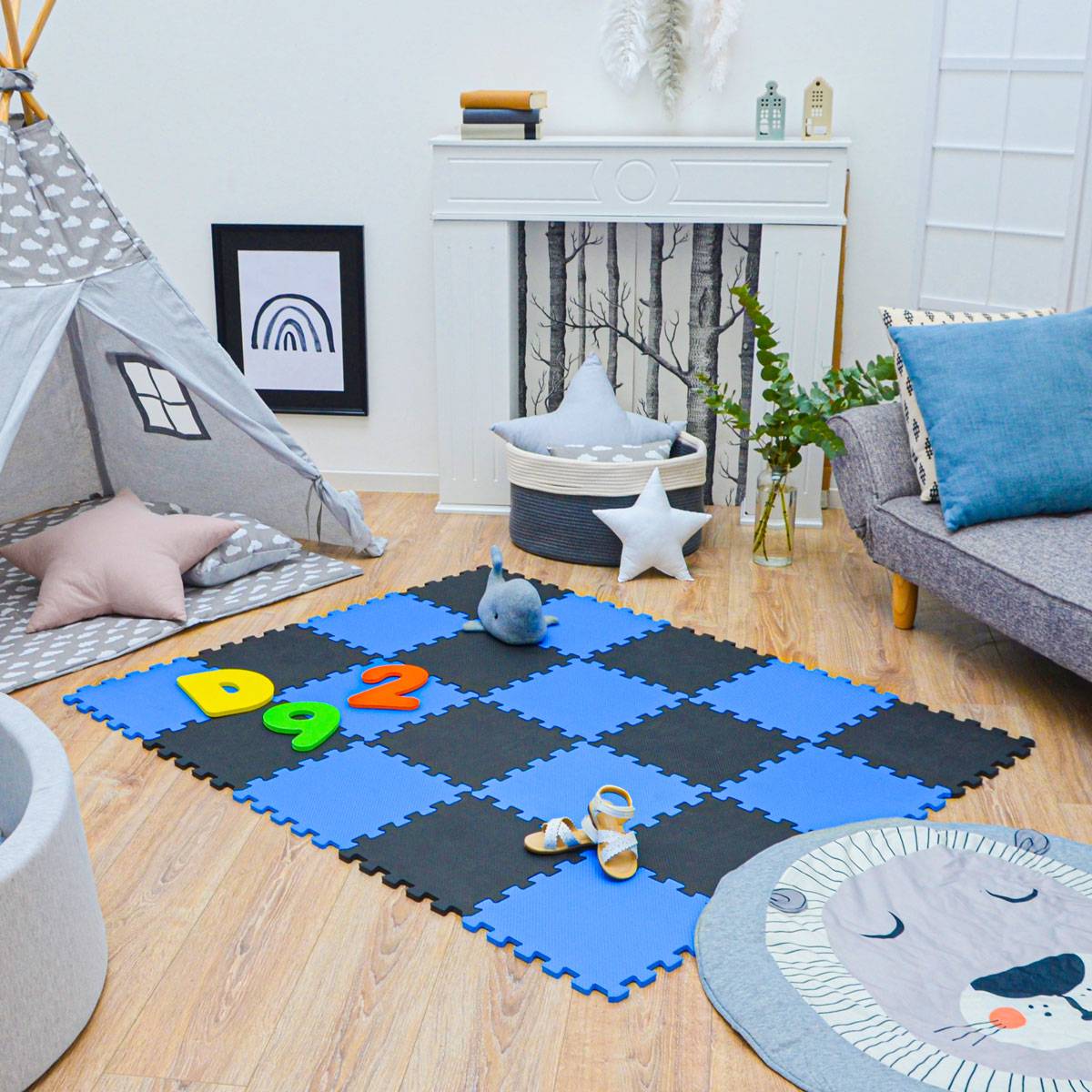 18 Teile Baby Kinder Puzzlematte ab Null - 30x30 Puzzle Spielmatte Krabbelmatte