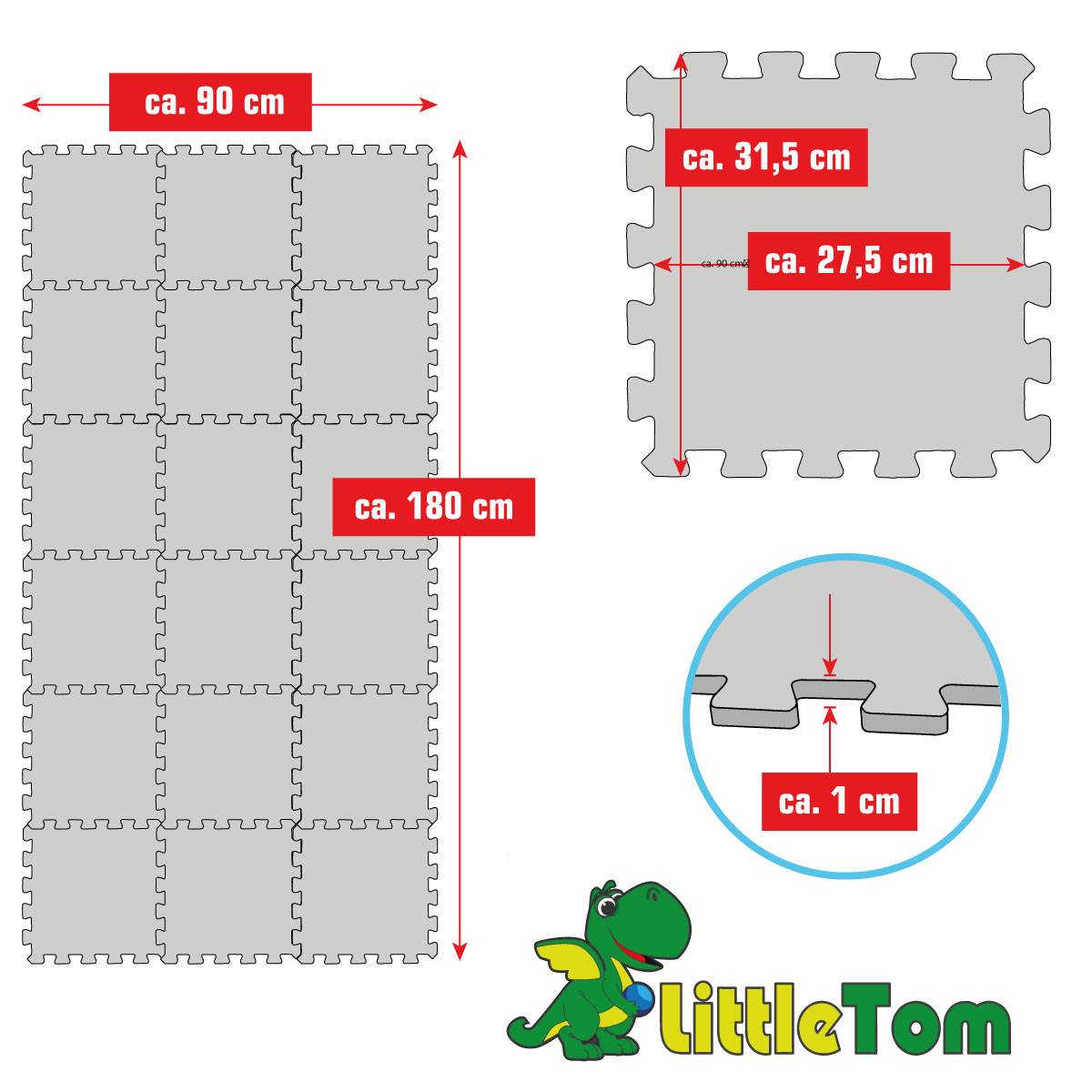 18 Teile Baby Kinder Puzzlematte ab Null - 30x30 Puzzle Spielmatte Krabbelmatte