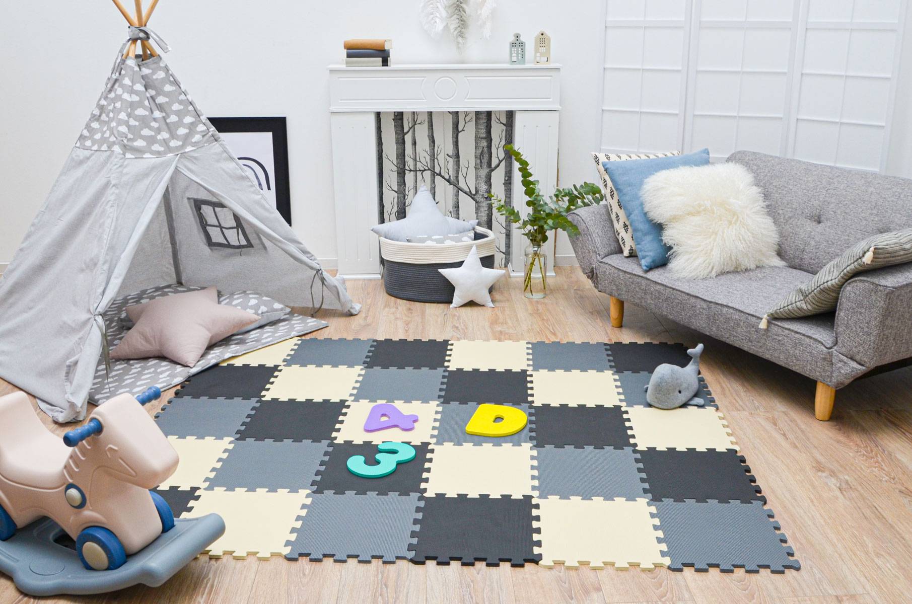 27 Teile Baby Kinder Puzzlematte ab Null - 30x30 Puzzle Spielmatte Krabbelmatte