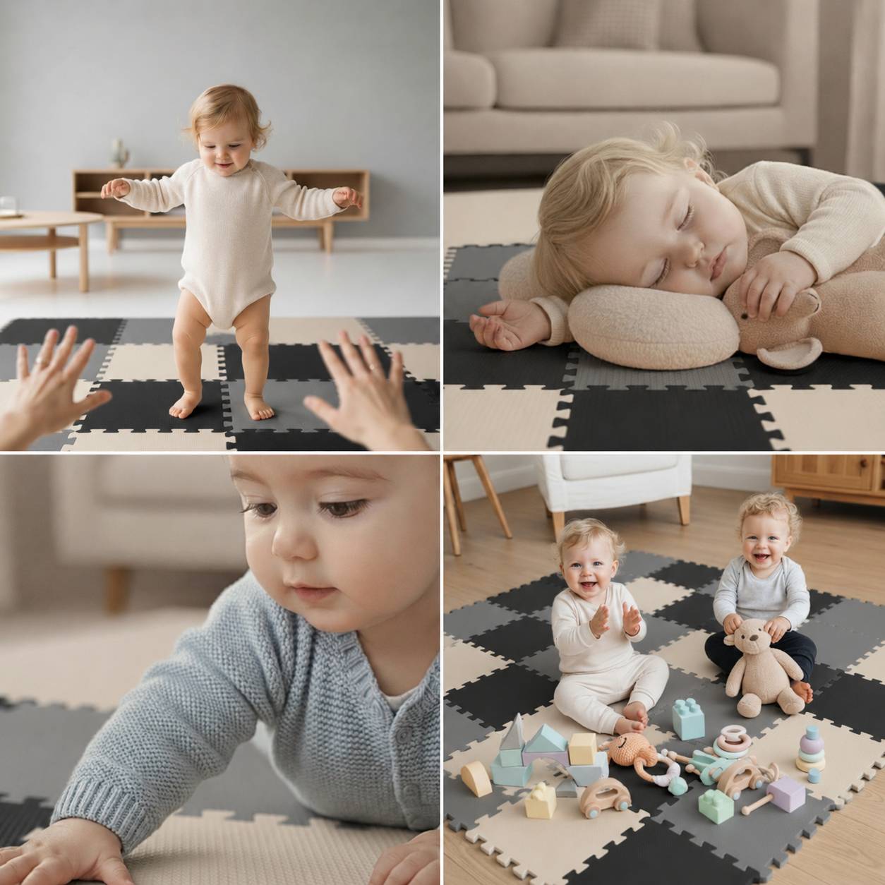 27 Teile Baby Kinder Puzzlematte ab Null - 30x30 Puzzle Spielmatte Krabbelmatte