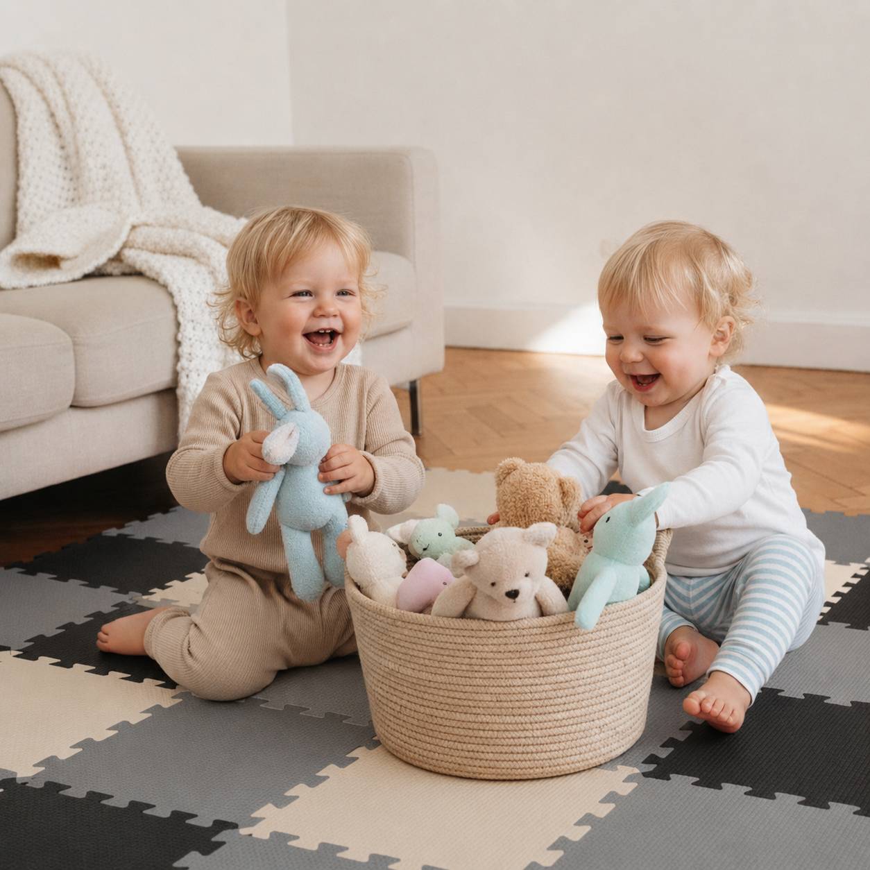 27 Teile Baby Kinder Puzzlematte ab Null - 30x30 Puzzle Spielmatte Krabbelmatte