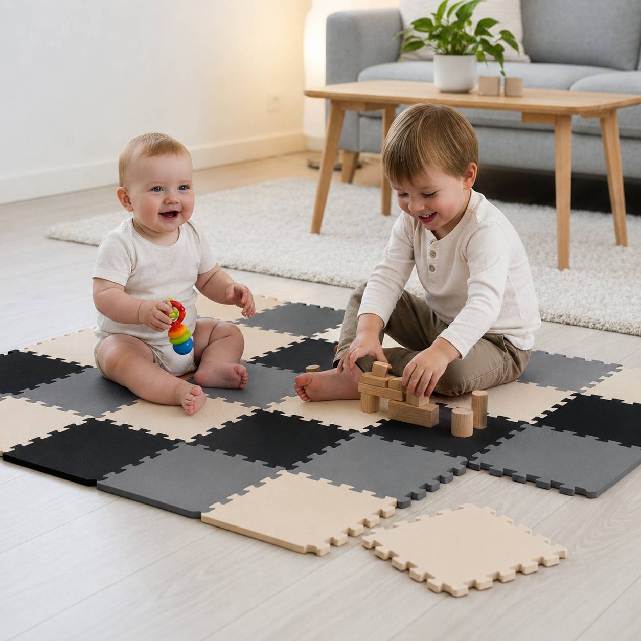 27 Teile Baby Kinder Puzzlematte ab Null - 30x30 Puzzle Spielmatte Krabbelmatte