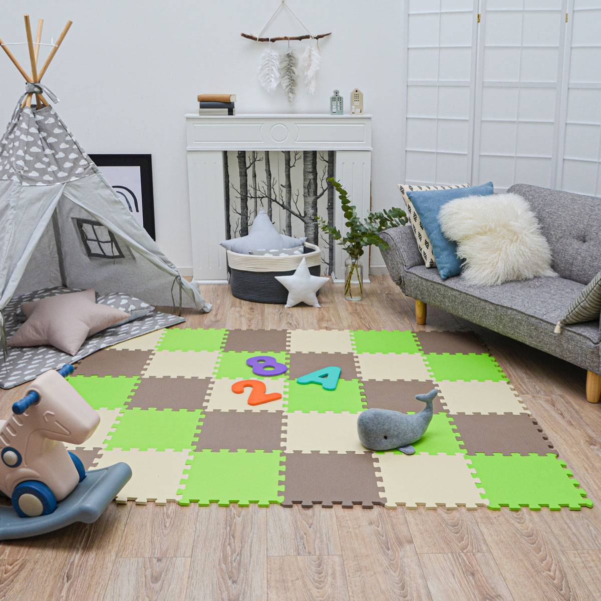 27 Teile Baby Kinder Puzzlematte ab Null - 30x30 Puzzle Spielmatte Krabbelmatte