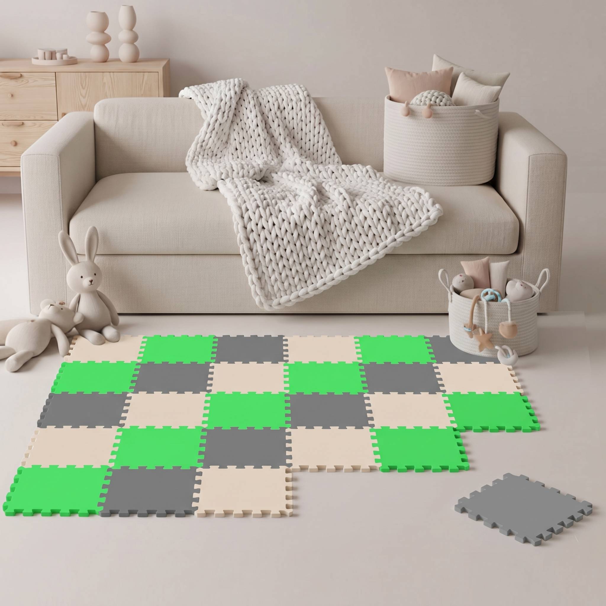 27 Teile Baby Kinder Puzzlematte ab Null - 30x30 Puzzle Spielmatte Krabbelmatte