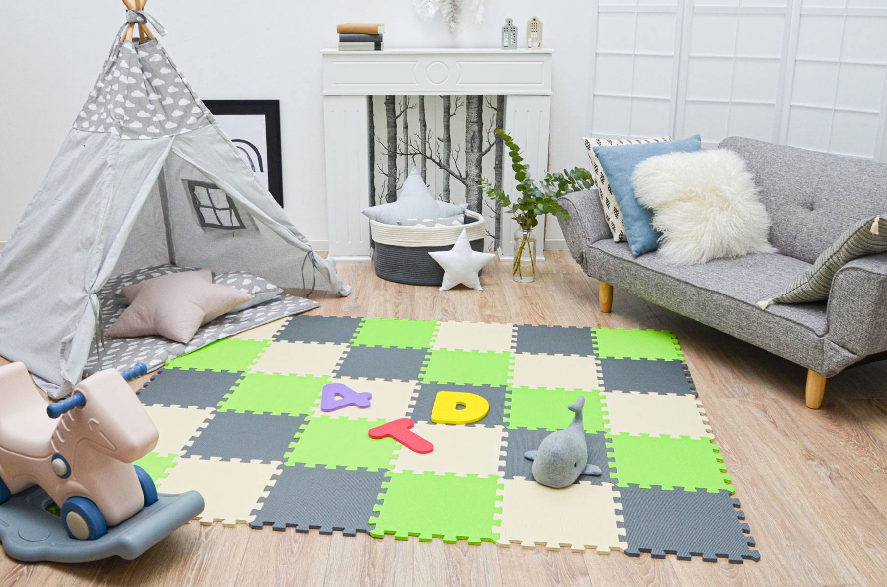 27 Teile Baby Kinder Puzzlematte ab Null - 30x30 Puzzle Spielmatte Krabbelmatte